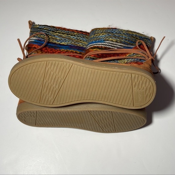 Toms “Nepal” Cognac Suede Multicoloured Boho Sherpa Boots - Women’s Size 7.5 - Picture 8 of 8